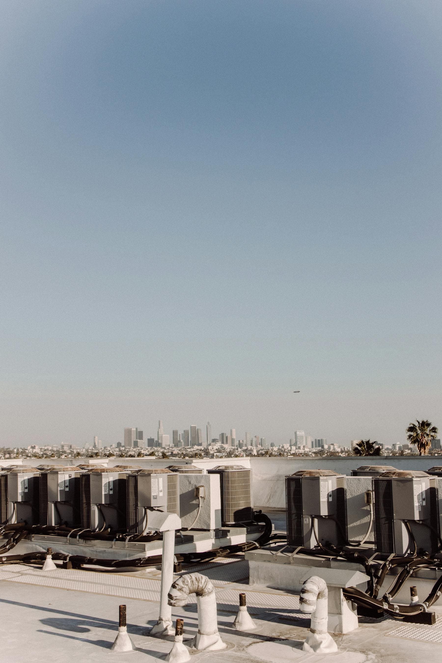 Rooftop air conditioning units on a commercial building